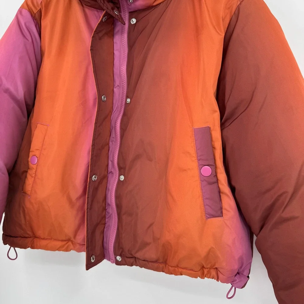BDG Urban Outfitters Isla Funnel Neck Ombre Puffer Jacket Orange/Purple Small